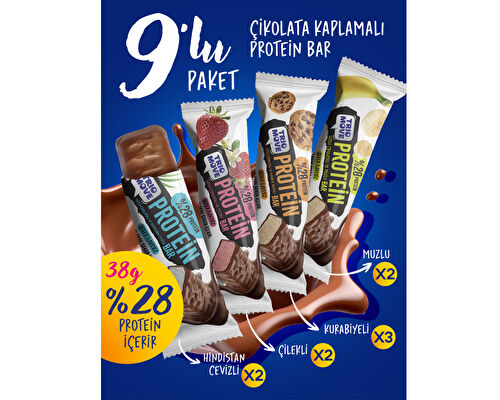 Çikolata Kaplamalı Protein Bar 9'lu Tanışma Paketi 38 Gr x 9 Adet