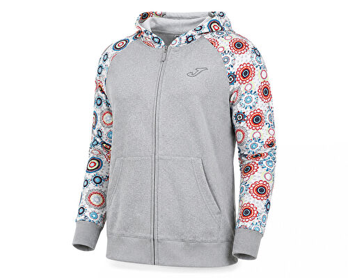 JACKET HOOD FLOWERS GREY MELANGE LIHGT