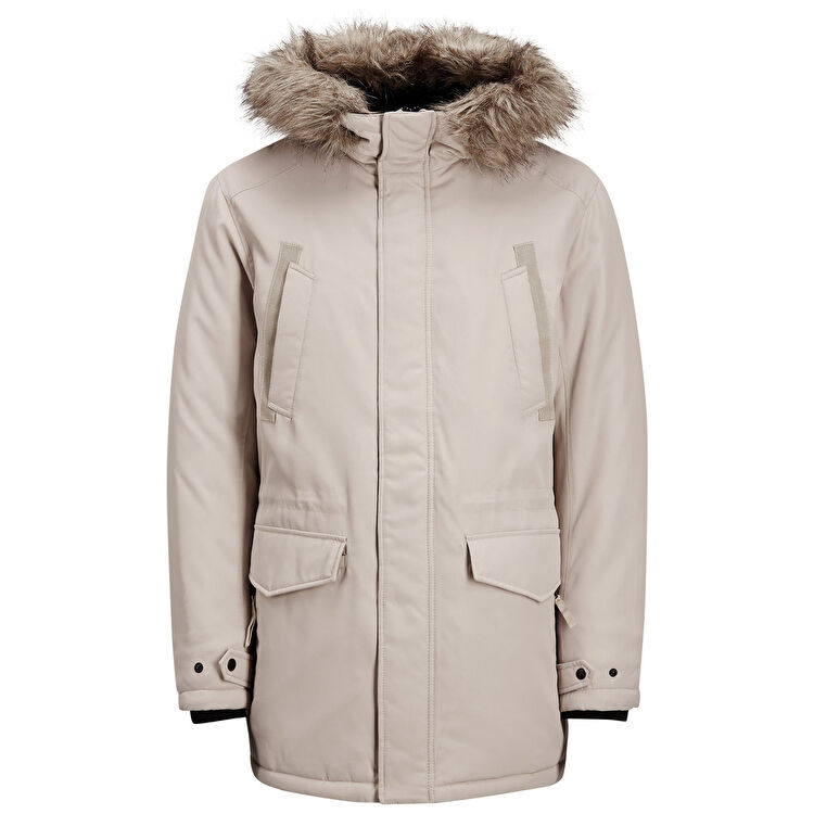 Jack Jones Erkek Jcoland Parka Jacket Krem 12124254-SIMPLY-TAUPE-ONE