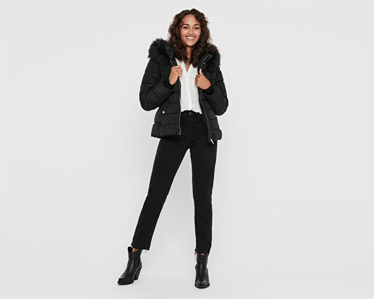 Onlcamilla Quilted Furhood Jacket Cc Otw