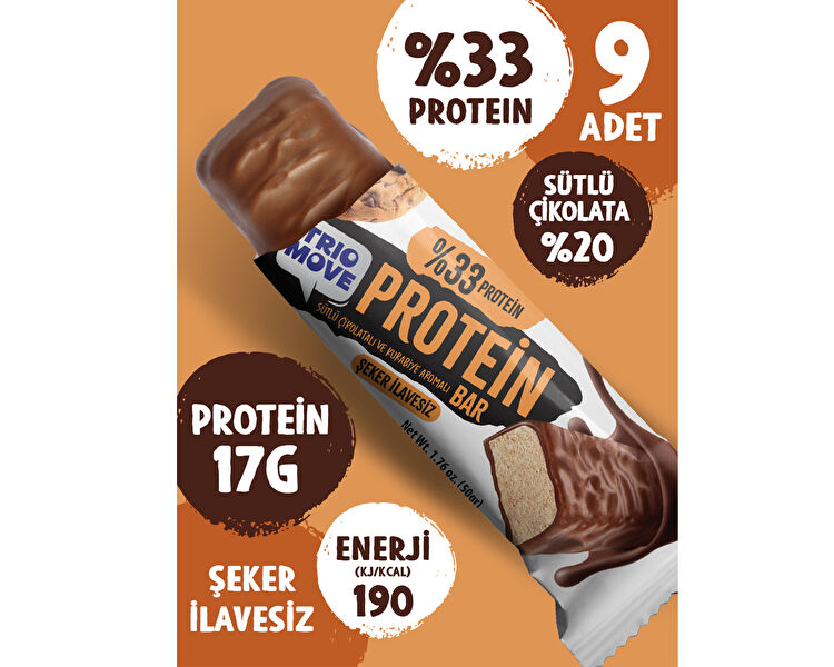 Çikolata Kaplamalı Protein Bar - Kurabiyeli ve Sütlü Çikolatalı 50 g x 9 Adet