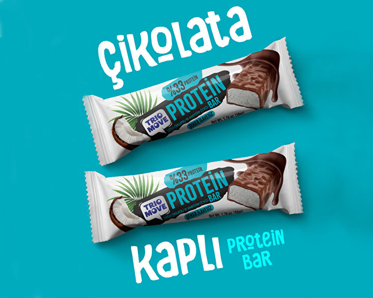 Çikolata Kaplamalı Protein Bar - Hindistan Cevizli ve Sütlü Çikolatalı 50 g x 9 Adet