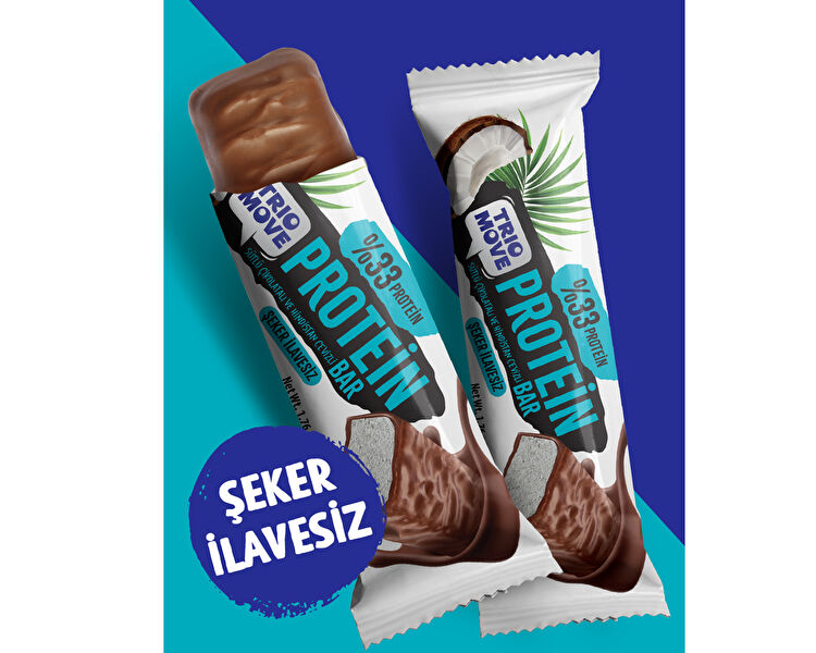 Çikolata Kaplamalı Protein Bar - Hindistan Cevizli ve Sütlü Çikolatalı 50 g x 9 Adet