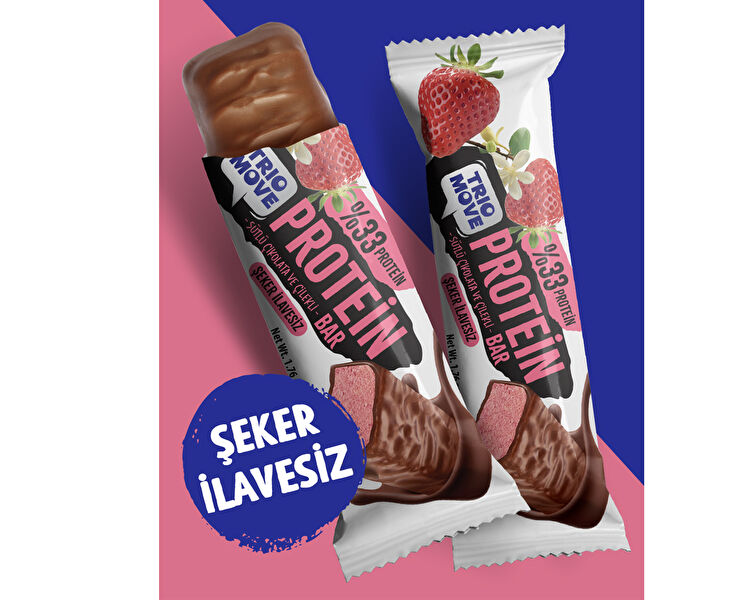Çikolata Kaplamalı Protein Bar - Çilekli ve Sütlü Çikolatalı 50 g x 9 Adet