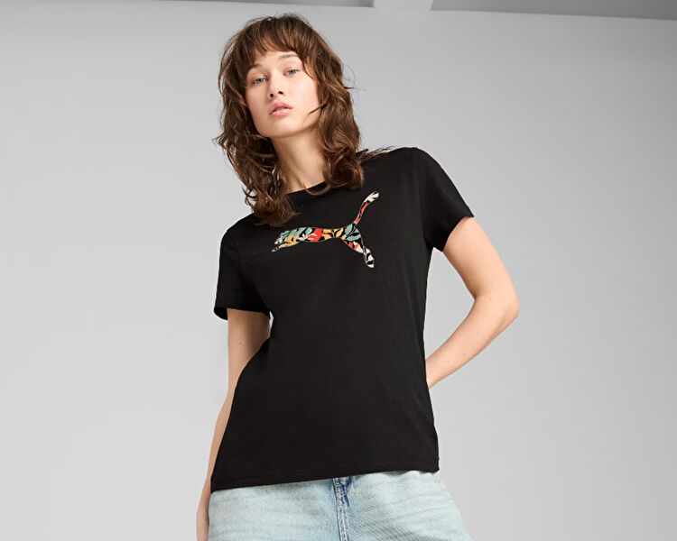 GRAPHICS FLORAL CAT LOGO TEE