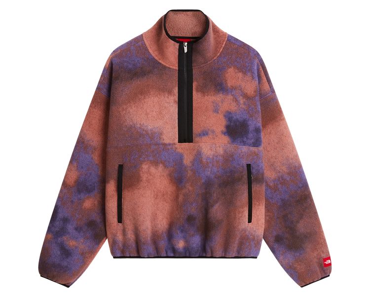 M TNF RED BOX PRINTED 1/2 ZIP FLEECE